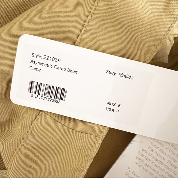 NWT ShonaJoy Free People Matilda Asymmetrical Linen Shorts in Cumin size US 4 - Picture 11 of 12